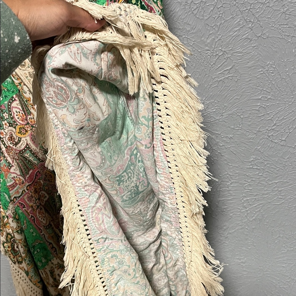 Made in Italy Bohemian Green and Cream Kaftan - Picture 7 of 8